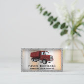 赤トラック車 | メタル背景 名刺 (スタンド正面)