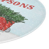 赤トラック雪クリスマスツリーパーソナライズされた カッティングボード (角)