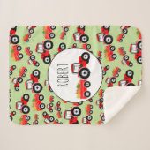 赤トラパーソナライズされたクタートラック農作物 シェルパブランケット (正面(横))