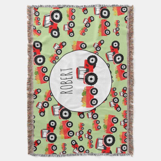 赤トラパーソナライズされたクタートラック農作物 スローブランケット (正面縦)