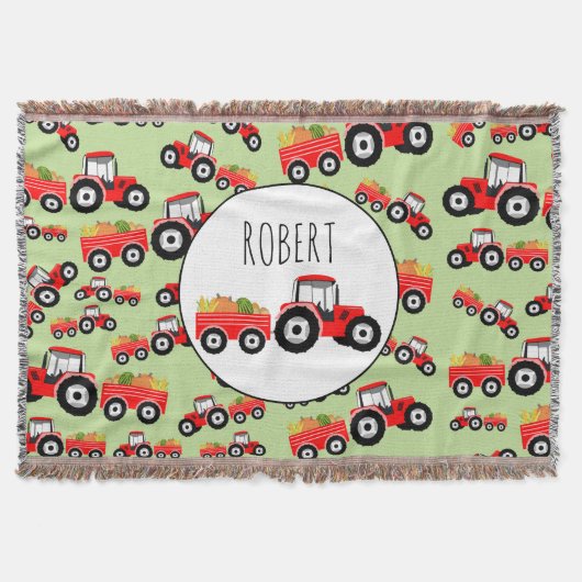 赤トラパーソナライズされたクタートラック農作物 スローブランケット (正面)