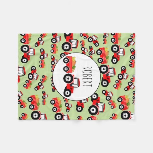 赤トラパーソナライズされたクタートラック農作物 フリースブランケット (正面(横))