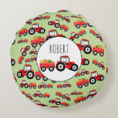 赤トラパーソナライズされたクタートラック農作物 ラウンドクッション (裏面)