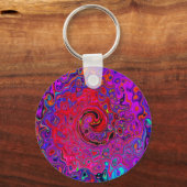 赤トリップ(幻覚体験)のような紫抽象芸術レトロ液スワール キーホルダー (裏面)