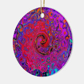 赤トリップ（幻覚体験）のような紫抽象芸術レトロ液スワール セラミックオーナメント (左)