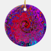 赤トリップ（幻覚体験）のような紫抽象芸術レトロ液スワール セラミックオーナメント (裏面)