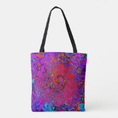 赤トリップ（幻覚体験）のような紫抽象芸術レトロ液スワール トートバッグ (裏面)