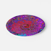 赤トリップ(幻覚体験)のような紫抽象芸術レトロ液スワール ペーパープレート (アングル)