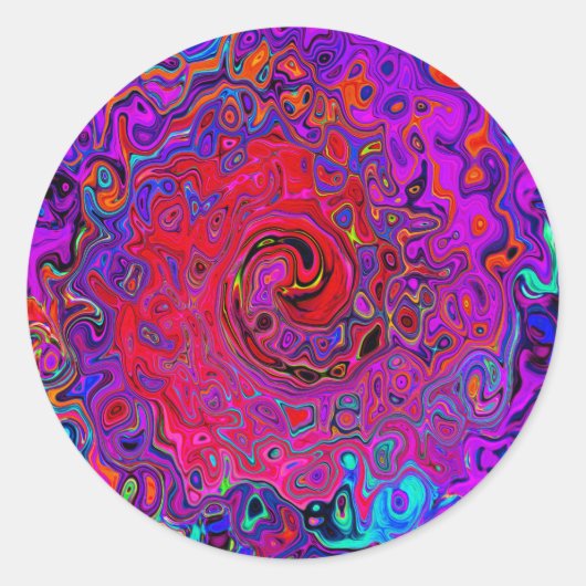 赤トリップ(幻覚体験)のような紫抽象芸術レトロ液スワール ラウンドシール (正面)