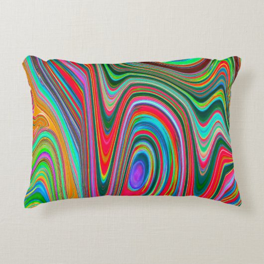 赤トリップ（幻覚体験）のような、緑、青の抽象芸術Groovy Art アクセントクッション (正面)