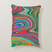 赤トリップ（幻覚体験）のような、緑、青の抽象芸術Groovy Art アクセントクッション (裏面(縦))
