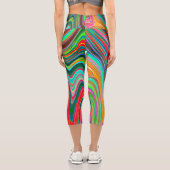 赤トリップ（幻覚体験）のような、緑、青の抽象芸術Groovy Art カプリレギンス (裏面)