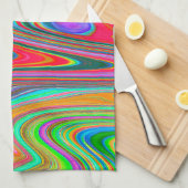 赤トリップ(幻覚体験)のような、緑、青の抽象芸術Groovy Art キッチンタオル (四つ折り)