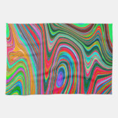 赤トリップ(幻覚体験)のような、緑、青の抽象芸術Groovy Art キッチンタオル (横)