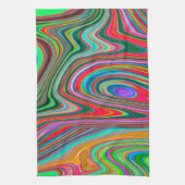 赤トリップ(幻覚体験)のような、緑、青の抽象芸術Groovy Art キッチンタオル (縦)