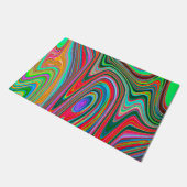 赤トリップ（幻覚体験）のような、緑、青の抽象芸術Groovy Art ドアマット (アングル)