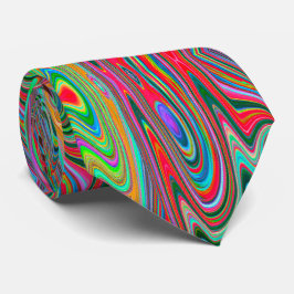 赤トリップ（幻覚体験）のような、緑、青の抽象芸術Groovy Art ネクタイ