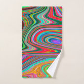 赤トリップ（幻覚体験）のような、緑、青の抽象芸術Groovy Art バスタオルセット (ハンドタオル)