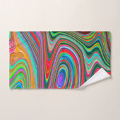 赤トリップ（幻覚体験）のような、緑、青の抽象芸術Groovy Art バスタオルセット (ハンドタオル)