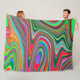 赤トリップ（幻覚体験）のような、緑、青の抽象芸術Groovy Art フリースブランケット