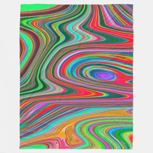 赤トリップ（幻覚体験）のような、緑、青の抽象芸術Groovy Art フリースブランケット (正面)
