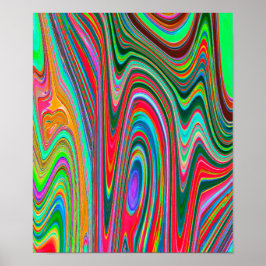 赤トリップ（幻覚体験）のような、緑、青の抽象芸術Groovy Art ポスター