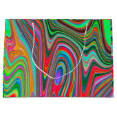 赤トリップ（幻覚体験）のような、緑、青の抽象芸術Groovy Art ラージペーパーバッグ (正面)