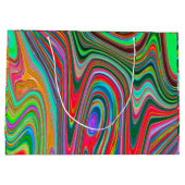 赤トリップ（幻覚体験）のような、緑、青の抽象芸術Groovy Art ラージペーパーバッグ (裏面)