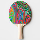 赤トリップ（幻覚体験）のような、緑、青の抽象芸術Groovy Art 卓球ラケット (裏面)