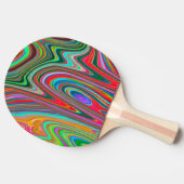赤トリップ（幻覚体験）のような、緑、青の抽象芸術Groovy Art 卓球ラケット (横)