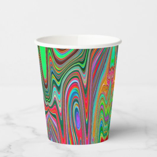 赤トリップ（幻覚体験）のような、緑、青の抽象芸術Groovy Art 紙コップ (左)