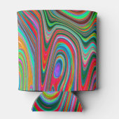 赤トリップ（幻覚体験）のような、緑、青の抽象芸術Groovy Art 缶クーラー (裏面)