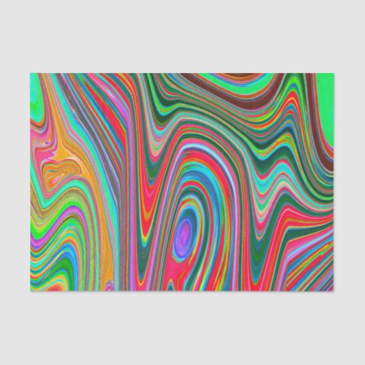 赤トリップ(幻覚体験)のような、緑、青の抽象芸術Groovy Art 薄葉紙 (正面)