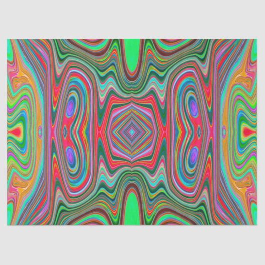 赤トリップ（幻覚体験）のような、緑、青の抽象芸術Groovy Art 薄葉紙 (正面)