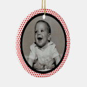 赤ドット黒トリムフォトフレーム セラミックオーナメント (右)