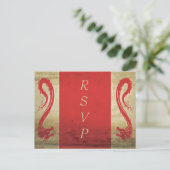 赤ドラゴンウェディングRSVPポストカード インビテーションポストカード (スタンド正面)
