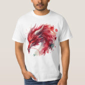 赤ドラゴンウォーターカラーTシャツ Tシャツ (正面)