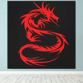 赤ドラゴンストレッチキャンバス印刷 キャンバスプリント (インサイチュ (ウッドフロア))