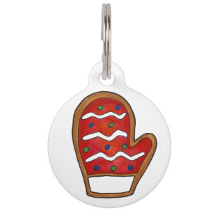 赤ニット三天犬ネコHi Mittens Winter ペット ネームタグ