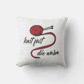 赤ニット速く、暖かく死ぬ クッション (正面)