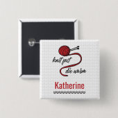 赤ニット速く、暖かく死ぬ 缶バッジ (正面&裏面)