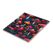 赤ネオンマッシュルーム – 独占的レトロアート タイル (側面)