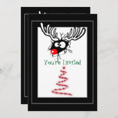 赤ノーズ熱狂するトナカイのクリスマスパーティー 招待状 (正面/裏面)