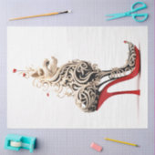 赤ハイヒールで絡み合ったデカップキャット 薄葉紙 (クラフト)