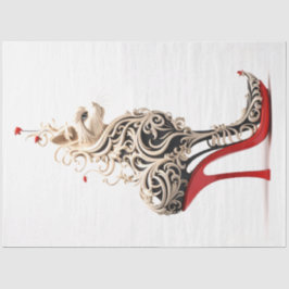 赤ハイヒールで絡み合ったデカップキャット 薄葉紙