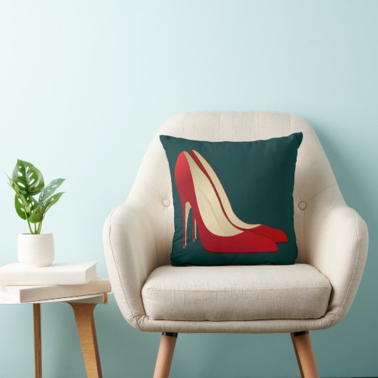 赤ハイヒールの靴の枕 クッション (椅子)