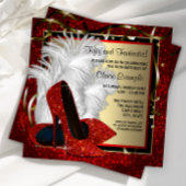 赤ハイヒール任意の番号レッドブラック金ゴールド誕生日 招待状