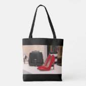 赤ハイヒール靴とパーズトートバッグ トートバッグ (裏面)