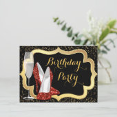 赤ハイヒール靴バースデーパーティー 招待状 (スタンド正面)