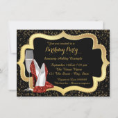 赤ハイヒール靴バースデーパーティー 招待状 (裏面)